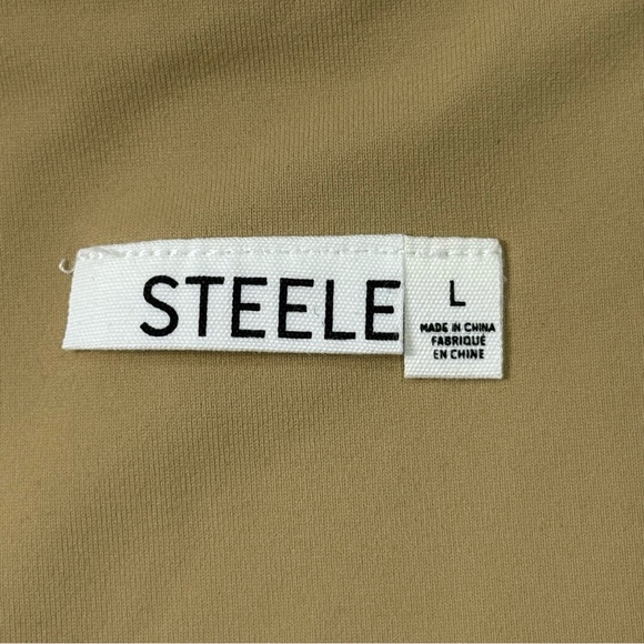 Steele Anthropologie Crop Top V Neck Sleeveless Large Tan Capsule Wardrobe New - Picture 6 of 9
